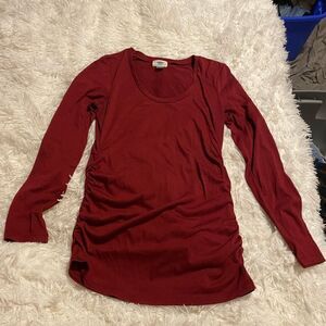 Old Navy Small Maroon Long Sleeve Maternity Shirt